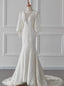 White Mermaid Lace Long Sleeve Wedding Dresses