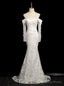White Mermaid Lace Wedding Dress With Detachable Sleeve