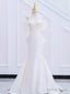 White Mermaid Off the Shoulder Pleats Bow Wedding Dresses