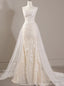 White Mermaid Pleats Lace Strapless Wedding Dresses