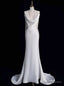 White Mermaid Satin Backless Wedding Dresses