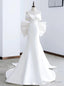 White Mermaid Satin Bow Wedding Dresses