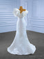White Mermaid Satin Off the Shoulder Pleats Wedding Dresses