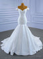 White Mermaid Satin Pleats Off the Shoulder Wedding Dresses