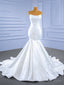 White Mermaid Satin Strapless Wedding Dresses