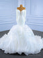White Mermaid Satin Tulle Long Sleeve Wedding Dresses