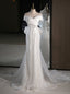 White Mermaid Sequins Appliques Off the Shoulder Wedding Dres