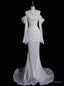 White Mermaid Sequins Long Sleeve Wedding Dresses