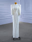 White Mermaid Sequins Pearls Long Sleeve Wedding Dresses