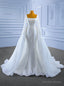 White Mermaid Sequins Square Neck Wedding Dresses With Detachable Train