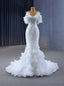 White Mermaid Sequins V Neck Wedding Dresses