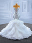 White Mermaid Spaghetti Straps Beading Crystal Wedding Dresses