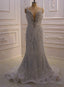 White Mermaid Spaghetti Straps Sequins Beading Wedding Dresses