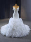 White Mermaid Strapless Beading Prom Dresses
