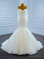 White Mermaid Tulle Long Sleeve Beading Sequins Wedding Dresses