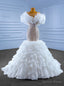 White Mermaid Tulle Sequins Beading Wedding Dresses