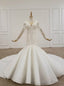White Mermaid Tulle Sequins V Neck Long Sleeve Appliques Beading Wedding Dresses