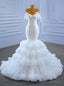 White Mermaid Tulle Sweetheart Appliques Beading Wedding Dresses