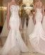 White Mermaid Wedding Dress With Appliques Tulle Ruffles Bridal Gown Prom Dresses