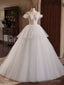 White Off Shoulder Tulle Lace Long Prom Dress, White Long Wedding Dresses