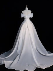 White Organza Long Prom Dresses, White Long Evening Dresses