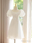 White Puff Sleeve Short Wedding Dresses