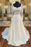 White Queen Anne Long Sleeve A Line Wedding Dresses Beautiful