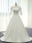 White Satin Lace Off The Shoulder Short Sleeve Wedding Dress With Lace Train
