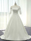 White Satin Lace Off The Shoulder Short Sleeve Wedding Dresses With Lace Train