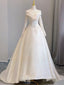 White Satin Long Sleeve Wedding Dresses