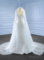 White Satin Mermaid Pleats Wedding Dresses With Veil
