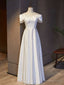 White Satin Off the Shoulder Prom Dresses