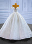 White Satin Off the Shoulder Sequins Appliques Wedding Dresses