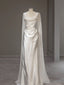White Satin Pleats Straps Wedding Dresses