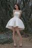 White Satin Short A-Line Prom Dress Homecoming Dresses