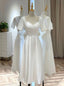 White Satin Short Sleeve Short Wedding Dresses