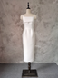 White Satin Spaghetti Straps Tea Length Wedding Dresses