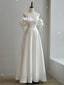 White Satin Strapless Beading Wedding Dresses