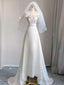 White Satin Strapless Flower Wedding Dresses