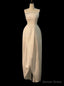 White Satin Strapless Tea Length Wedding Dresses