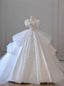 White Satin Tulle V Neck Backless Appliques Wedding Dresses