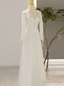 White Satin V Neck Backless Long Sleeve Wedding Dresses