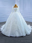 White Sequins Appliques Long Sleeve Beading Wedding Dresses