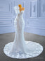 White Sequins Pearls Mermaid Appliques Wedding Dresses