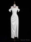 White Sheath Satin Off the Shoulder Wedding Dresses