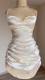 White Short Satin Sheath Birthday Dress Short Prom Dresses