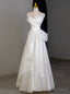 White Strapless Tulle Pleats Wedding Dresses