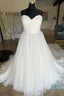 White Sweetheart A Line Tulle Long Wedding Dresses Off Shoulder