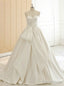 White Sweetheart Neck Satin Big Bow Shirring Wedding Dresses