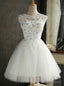 White Tulle Appliques Homecoming Dresses